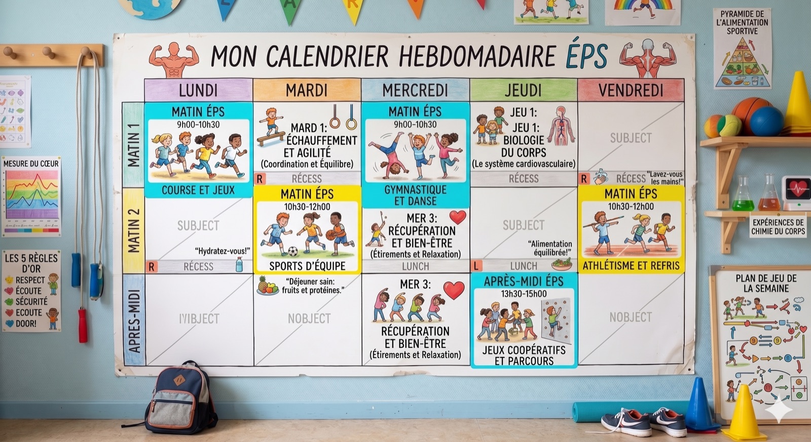 Heures d'éducation physique recommandées par semaine