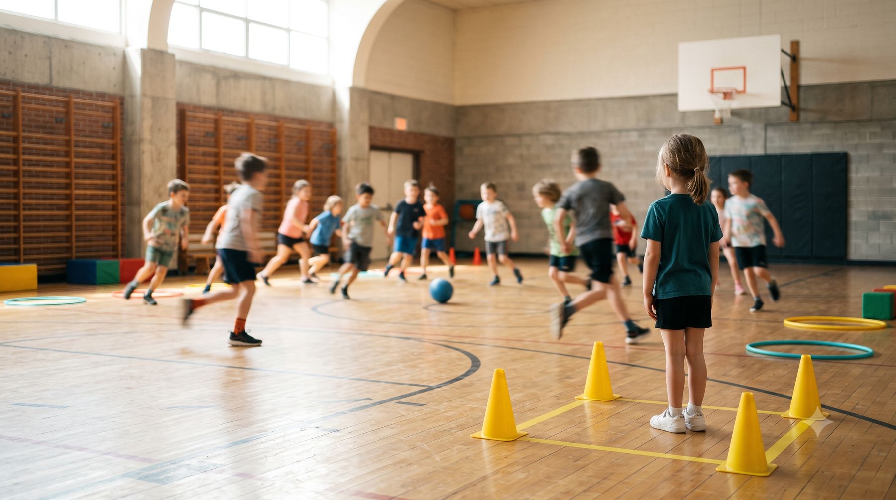 Des enfants jouent ensemble à un même jeu adapté selon leurs besoins.