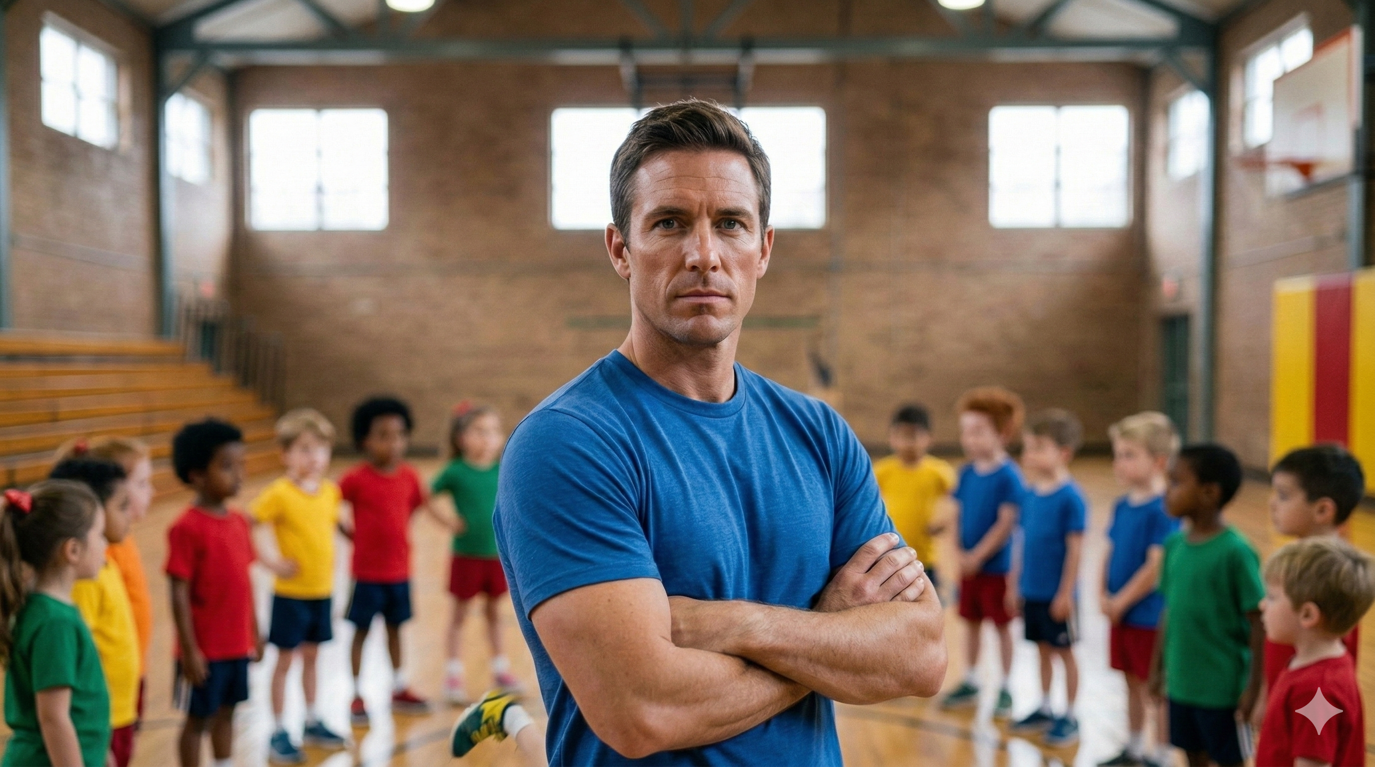 Enseignant EPS bras croisés - posture de contrôle